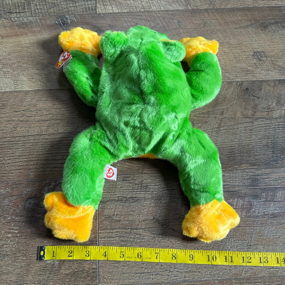 Ty Smoochy Green Yellow Frog Stuffed Animal large - Picture 6 of 10